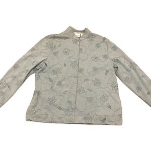 Alfred Dunner Size Plus 18 Green Zip Front Embroidered Pockets Jacket RN 19232